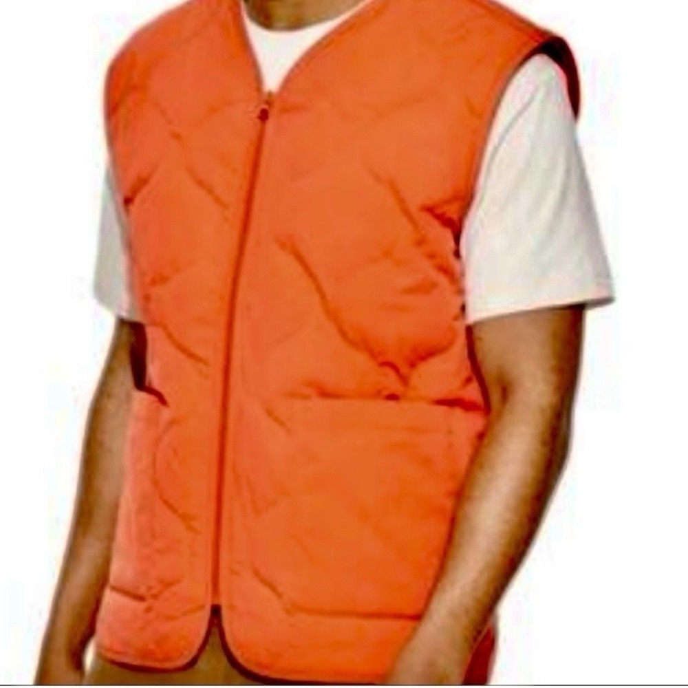 Original Use Men's Regular Fit Quilted Vest Orange Hunting Outdoors Size MEDIUM